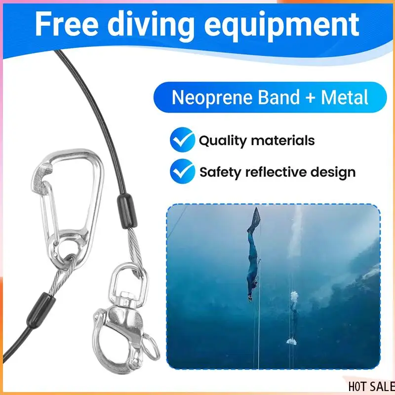 

B72A Freediving Lanyard Leash With Scuba Diver Wristband Strap Freediving Safety Rope For Freediving Scuba Dive