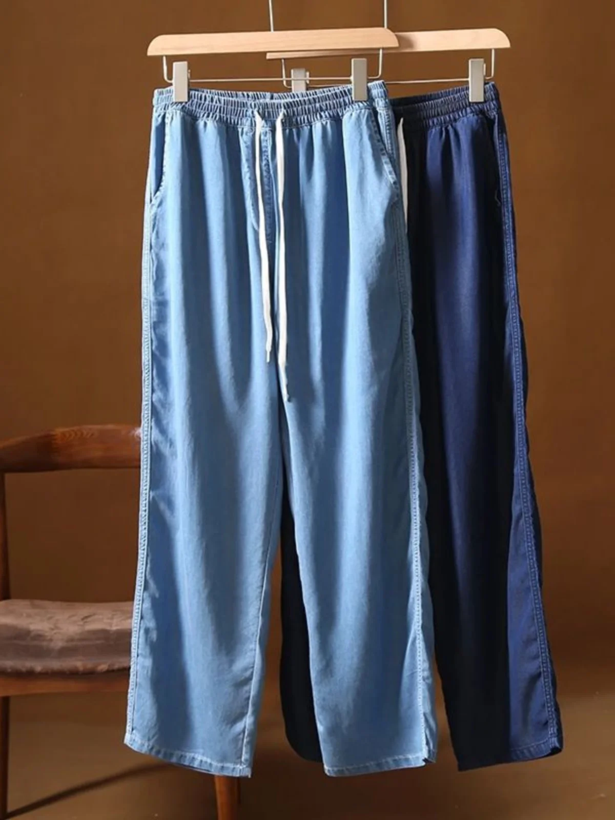 

Удобные универсальные мужские повседневные прямые джинсы Lenzing из лиоцелла, хлопок, весна-лето, модные джинсовые свободные покроя