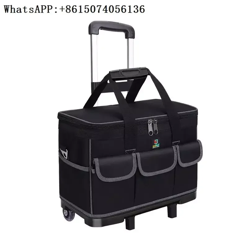 

Multi-functional Plastic Bottom Thickened Wear-resistant Waterproof Trolley Bag Toolkit Multi-pocket Large-capacity Toolkit