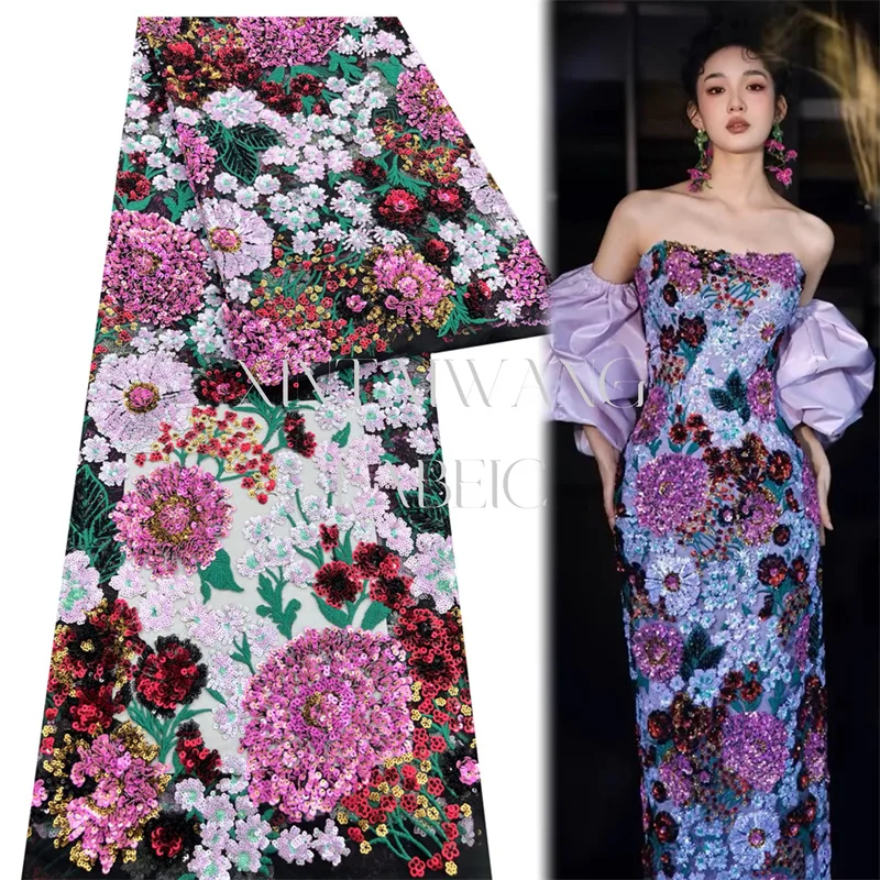 

High End Best-selling heavy-duty sequin fabric for evening gowns cross-border wedding and floral-style fabric SC966