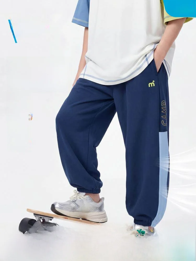 Quick Dry Casual Sports Pants for Boys Teenage Big Children mid Waist Trousers Summer Breathable Polyester Fiber Long Pants