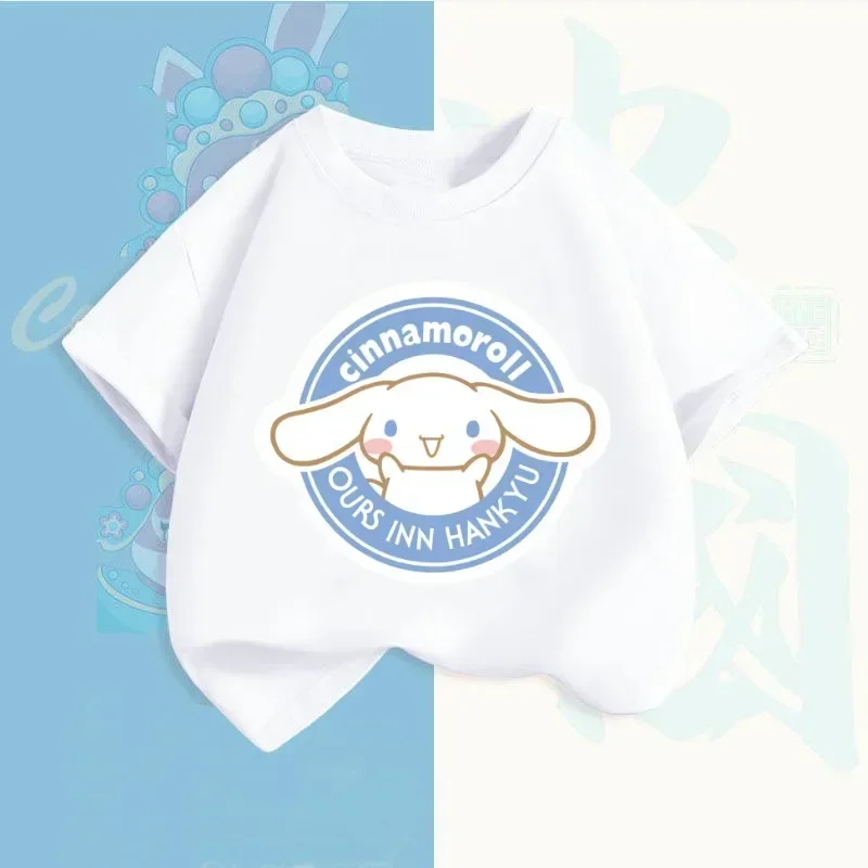 

Cinnamoroll T-shirt Sanrio Children's Short-sleeved New Summer Y2K Clothes Girly Heart Soft Clothes Kawaii Birthday Gift