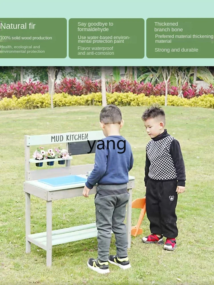 L'm'm Multifunctional Game Table for Child Solid Wood Infant Double Table for Playing with Water and Sand