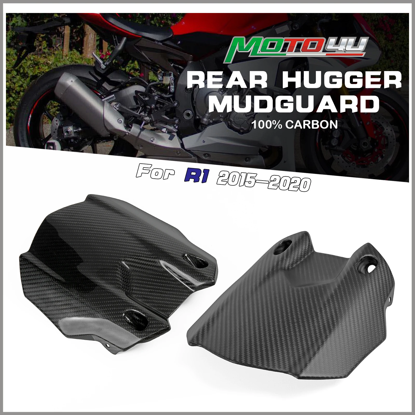 

For YAMAHA R1 2015 2016 2017 2018 2019 MT-10 Real Carbon Rear Hugger Mudguard Fiber Motorcycle Fender Twill Weave Gloss