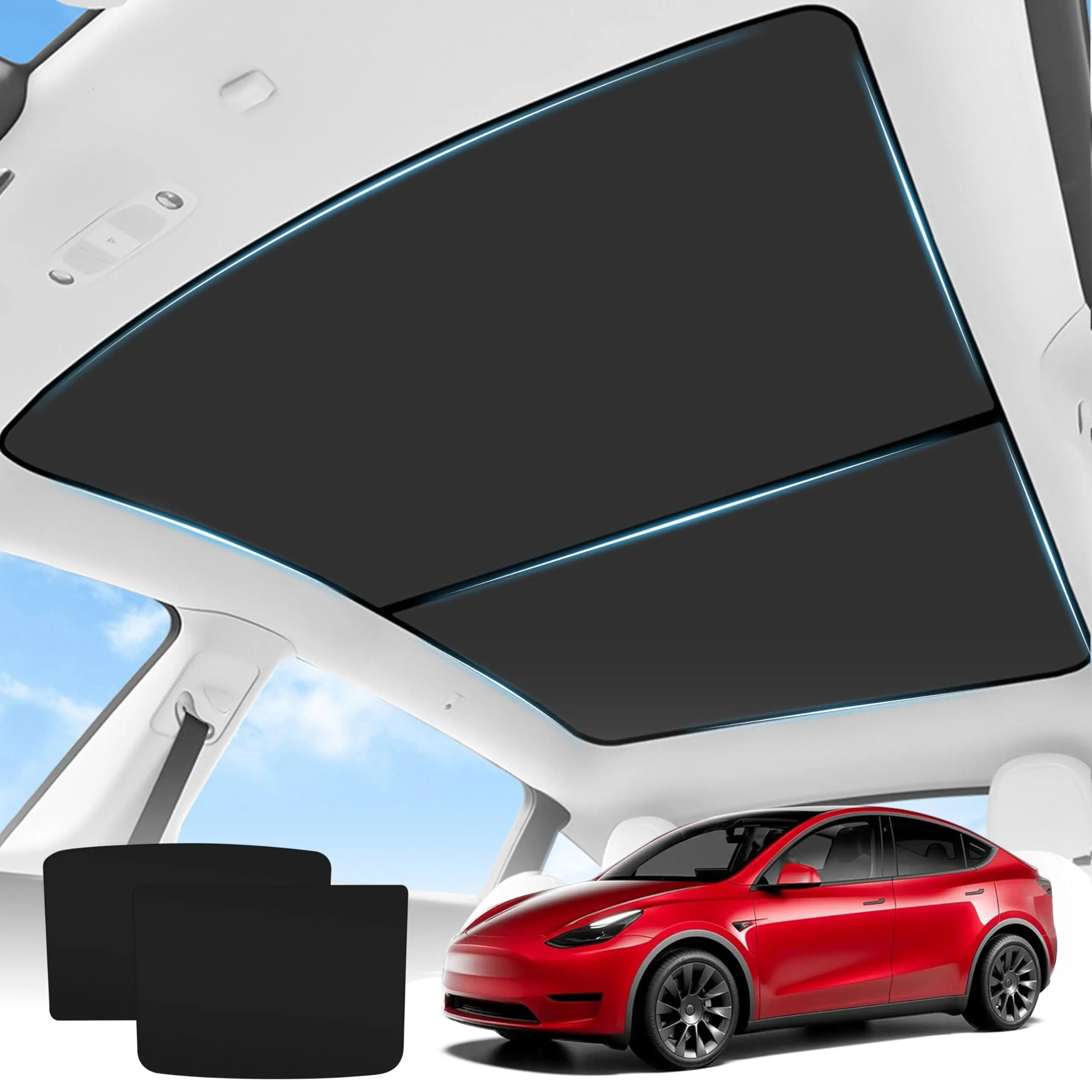 Sun Shades For Tesla Model 3+ Highland 2024 Model Y 2023 Ice Cloth Buckle Sun Pare Glass Front Rear Sunroof Skylight Accessories
