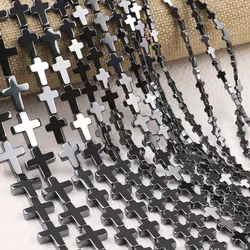 Jesus Cross Black Hematite Beads Natural Stone 4/6/8/10/14MM Loose For Jewelry Bracelet Making Handmade DIY Findings Accessories