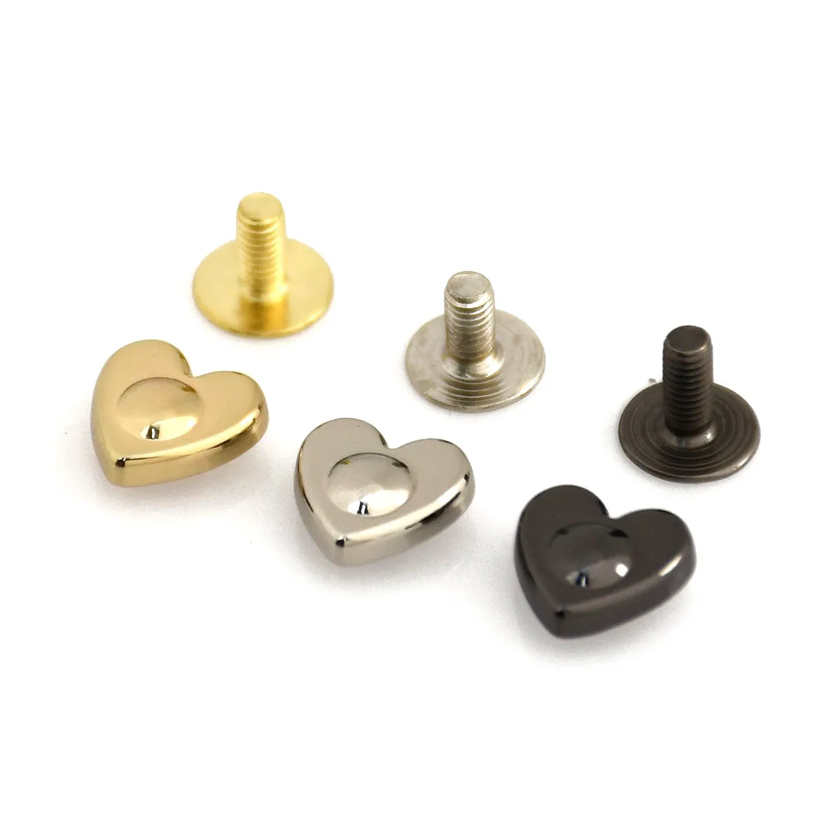 10pcs Heart Shape Metal Screw Back Rivets for DIY Leather Studs Nail Garment Leather Craft Belt Wallet Bag Decoration Hardware