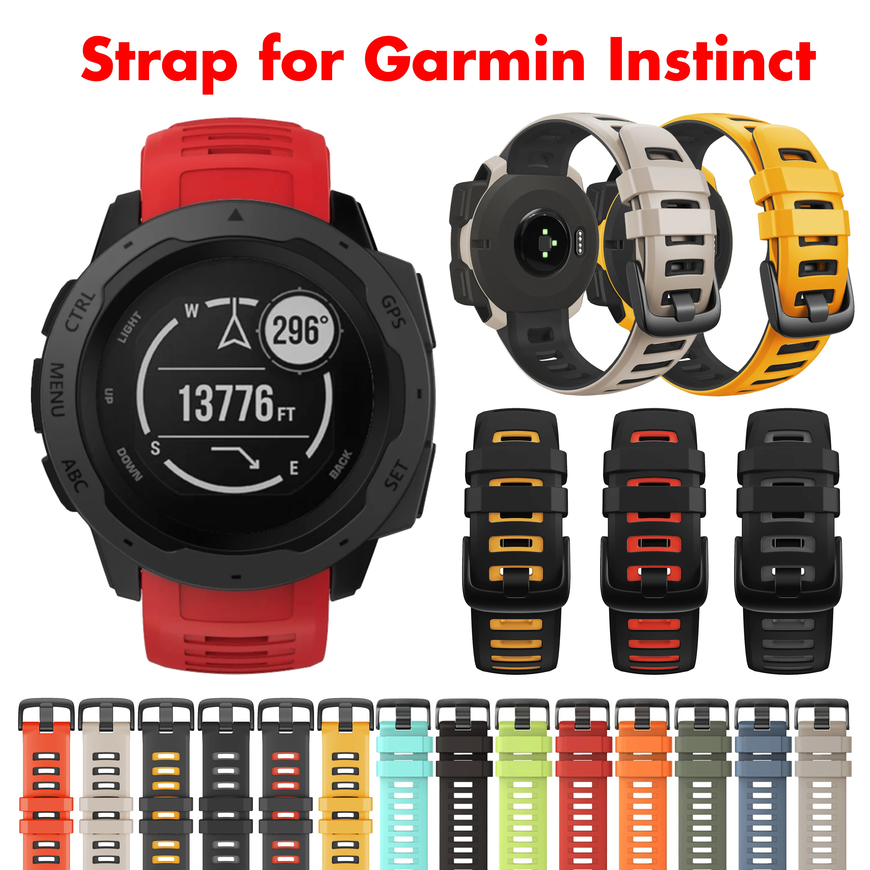 New Silicone Watch Band Strap for Garmin Instinct Smart Watch 22mm Replacement Wristband for Instinct Tide Esport Solar Tactical