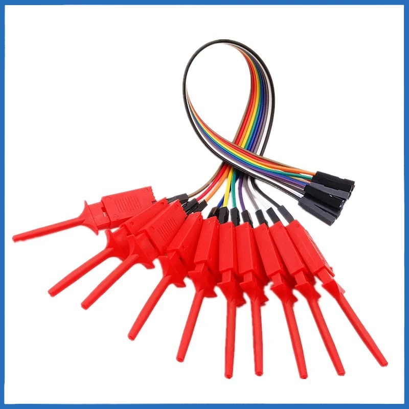 30cm Test Hook Clip Logic Analyzer Cable Male Female Head 10pin Gripper Probe Jumper Wire Clamp Kit Chip Pins Connecting Test A2