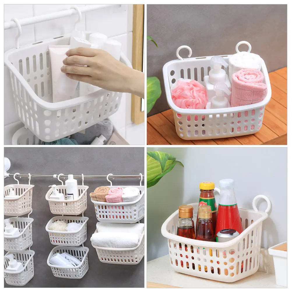 

2 Pcs Wall Mounted Storage Baskets White Plastic Bathroom Sink Rack Draining Design Kitchen Shelf Hanging Basket Home ganizer