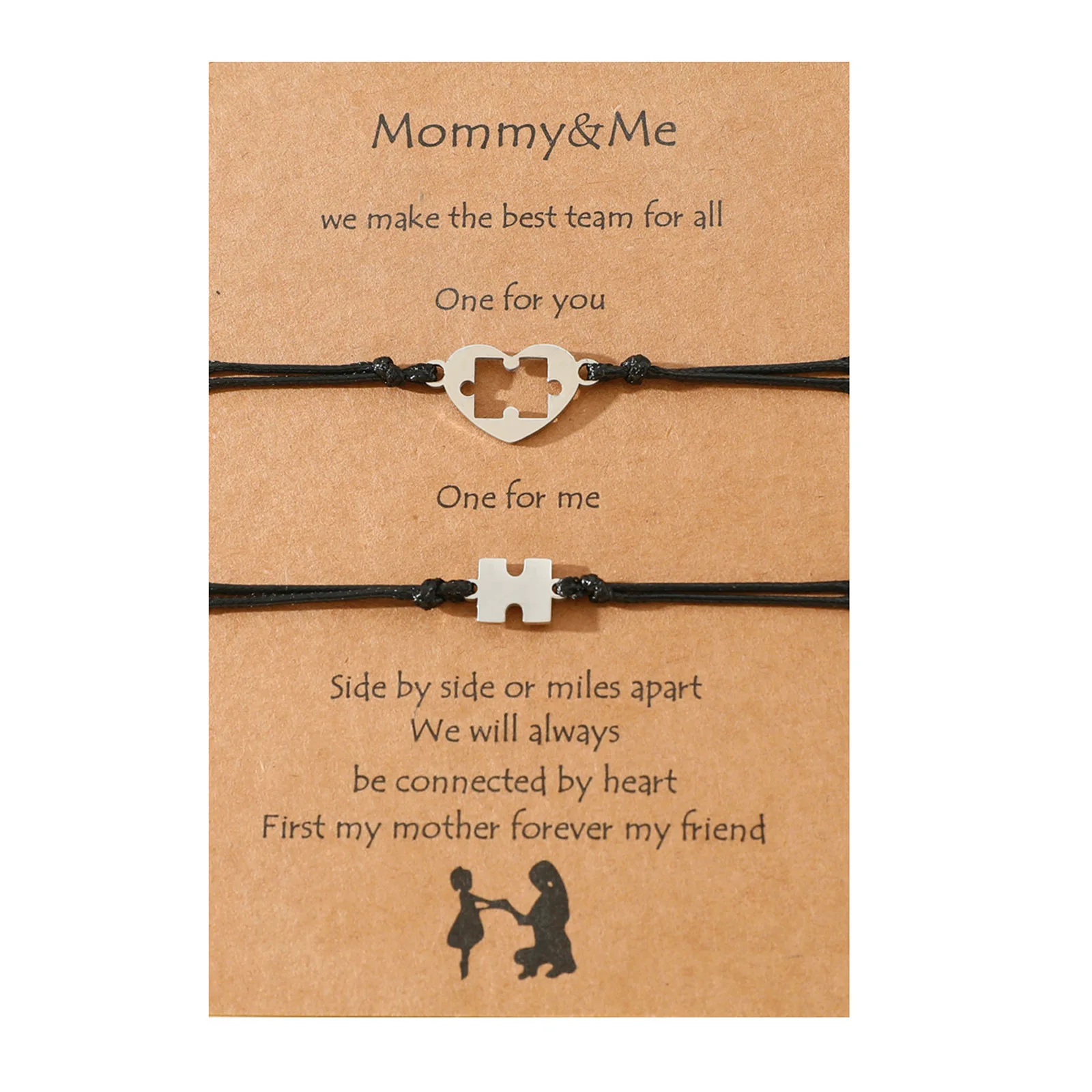 Simple Mother's Day Card Bracelet Stainless Steel Love Puzzle Mother Daughter Parent Child Weaving Jewelry Gift Wholesale