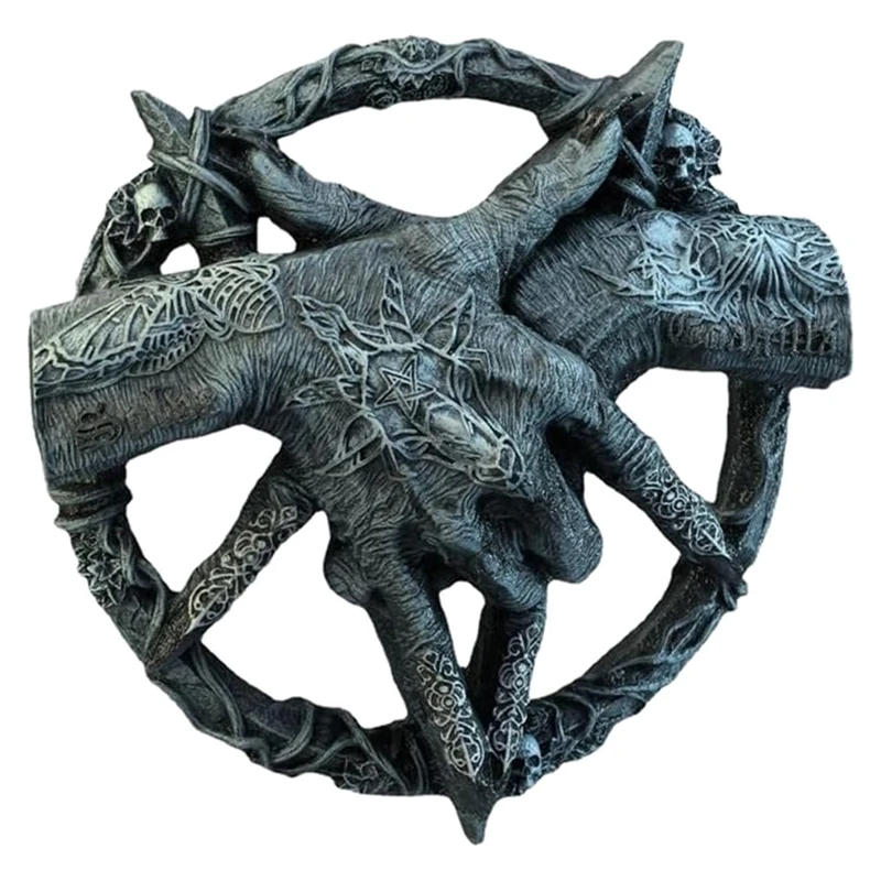 Baphomet Pentagram Claw Statue Ornament Baphomet Hand Free Standing Plaque Devil Hand Sculpture Decorations