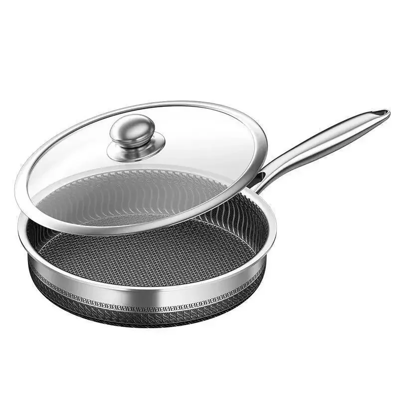 Household Stove Compatible Pan for Frying Eggs Steaks and Pancakes  NonStick Stainless Steel