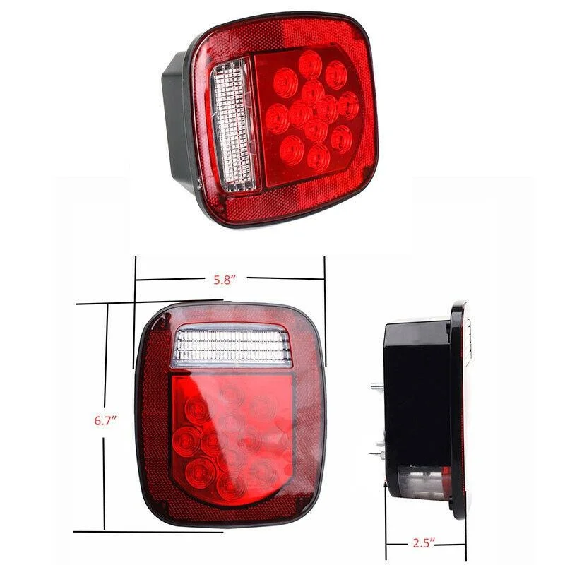 1Pair Universal  Square 39LED Car Tail Light Turn Tail Lamp Double Colors For Jeep Wrangler TJ CJ 76-06