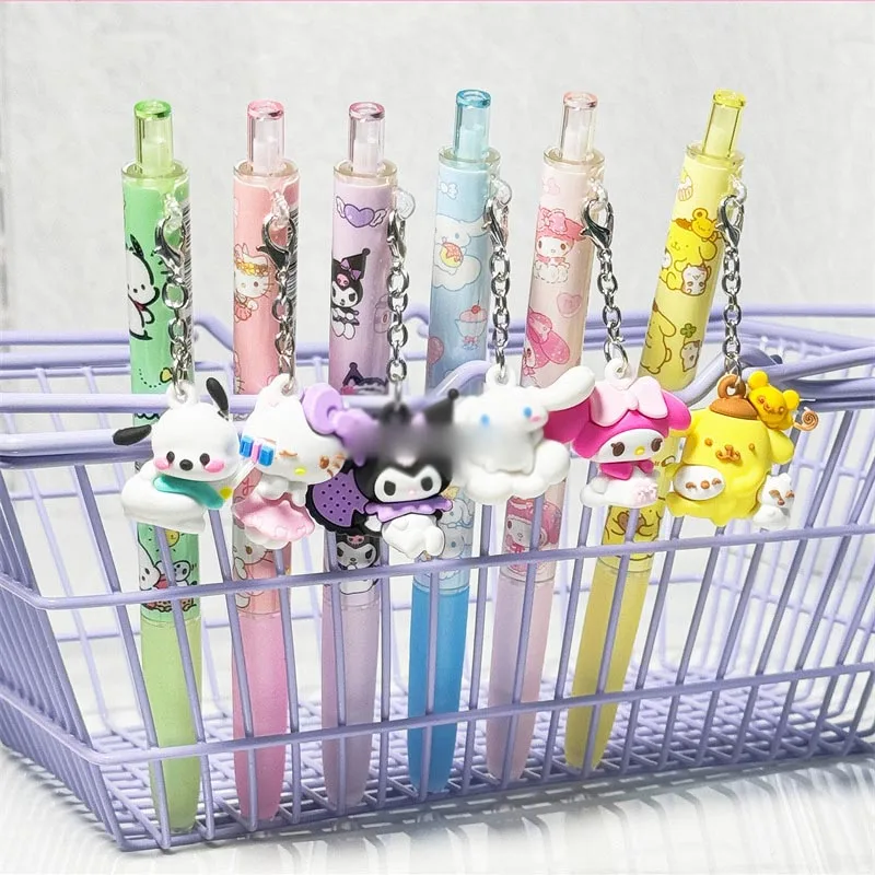 Imagem -03 - Sanrio Kawaii Kuromi Melody Pingente Caneta Gel Bonito Tinta Preta Canetas Neutras Brinde Promocional Escritório e Material Escolar 05 Milímetros 24 Pcs por Lote