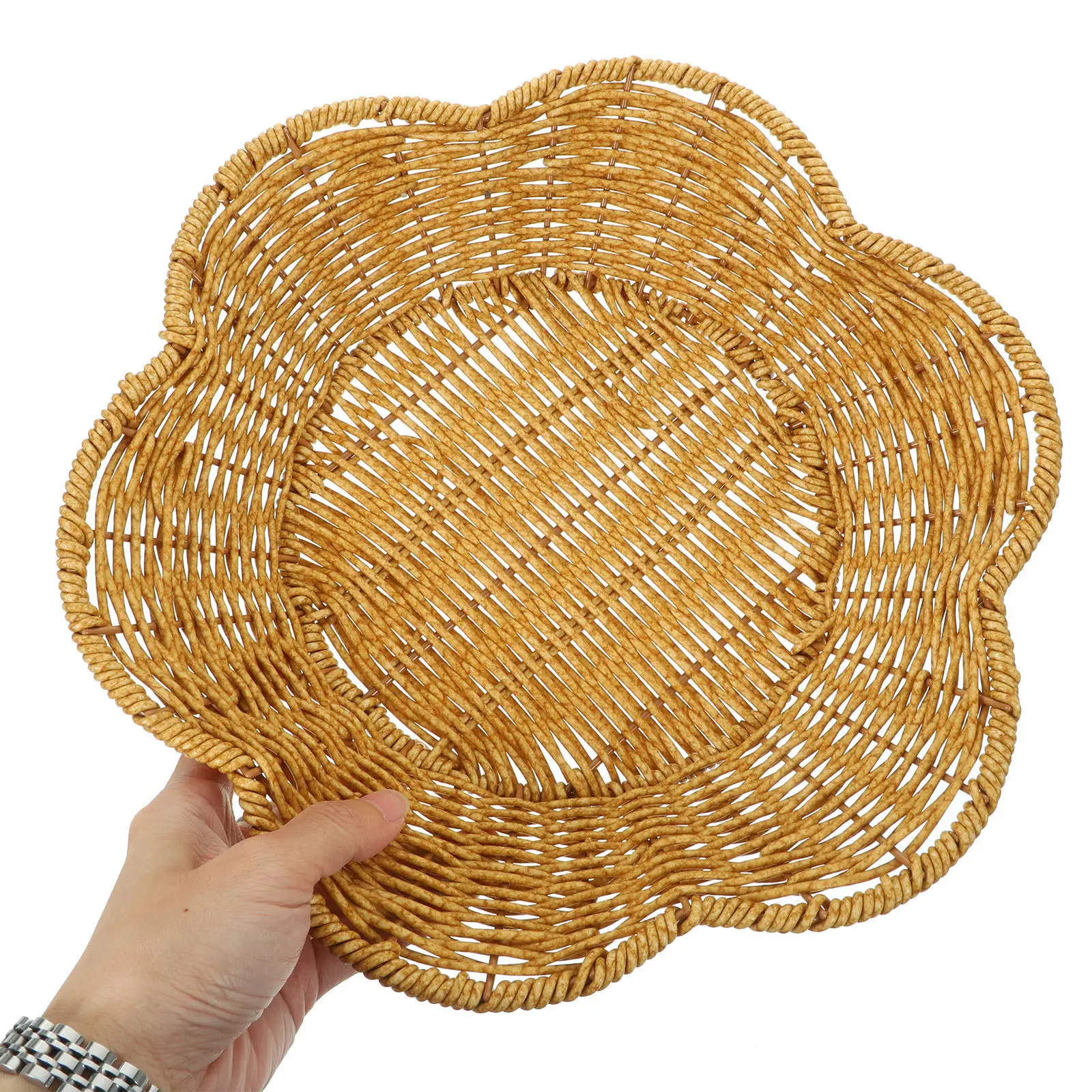 Woven Storage Basket for Fruits Snacks Cosmetics Keys Nuts Desktop Organizer Home Office School Sundries Holder Natural Rattan