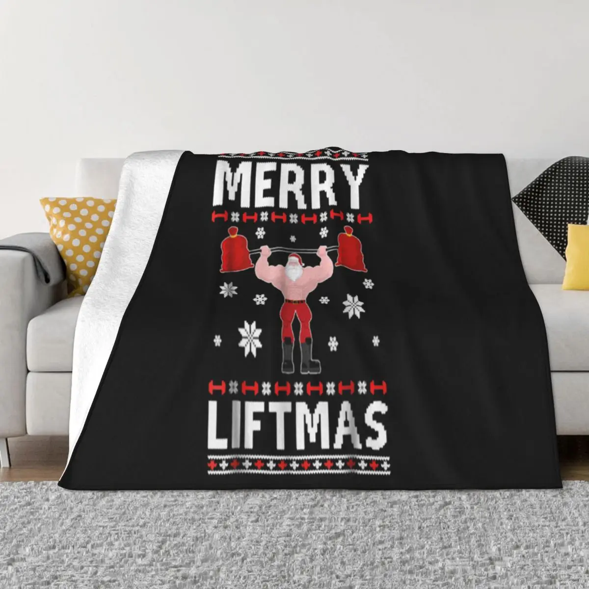 Nice Christmas Merry Liftmas Santa Fitness Gym Ugly Surprise Aesthetic Original 2021 Latest Throw Blanket