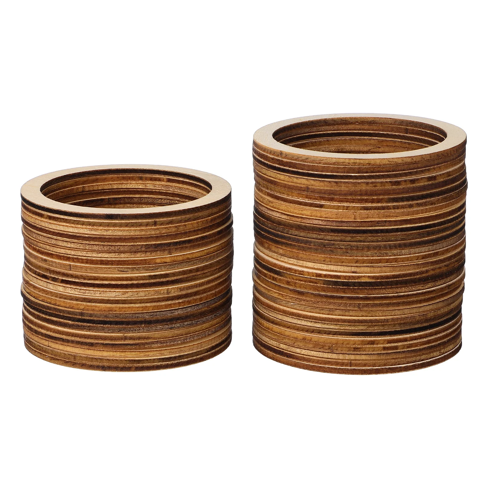 

50pcs Wooden Embellishments Natural Round Hollow Wood Slices For Diy Scrapbooking Home Decor Christmas Wall Hanging