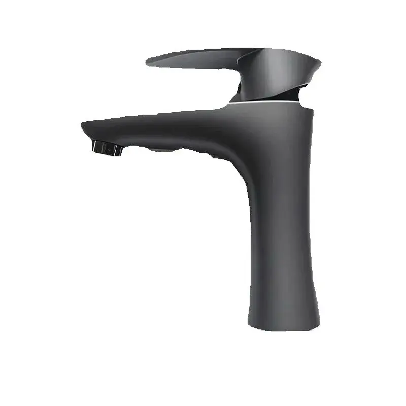 

Hunmetal Gray Water Plating Gray Bathroom Sink Faucet Single Handle Brushed Gold Deck Mounted Wash Basin Tap Hot And Cold Mixer