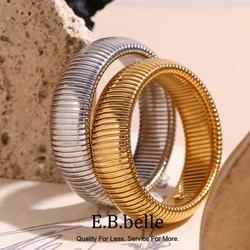 E.B.belle 20mm Chunky Wide 18K Gold Plated Silver Color Arm Wrist Bracelet Bangles Women pulseras de acero inoxidable para mujer