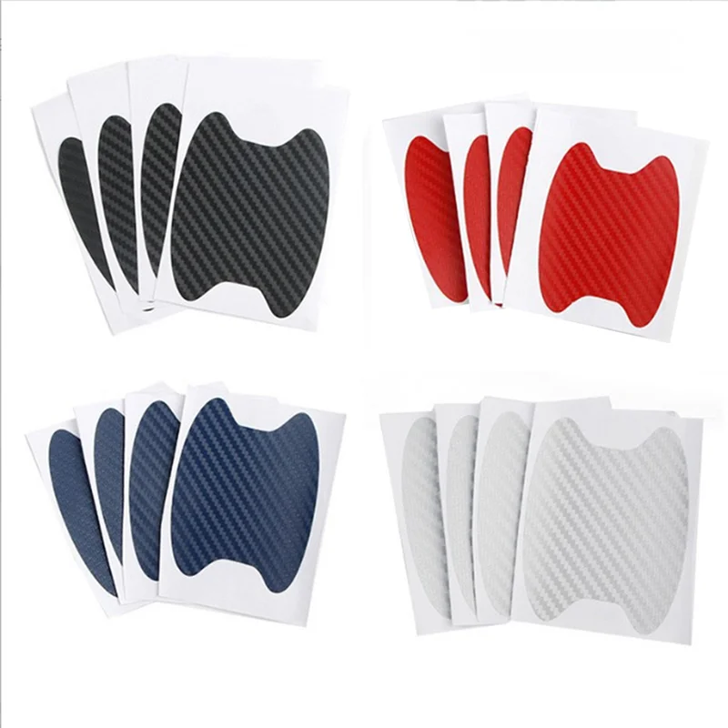 4Pcs Door Handle Stickers, Carbon Fiber Scratch Resistant Door Cup Guards, Fits Most Car Handles 6.8X8.5cm