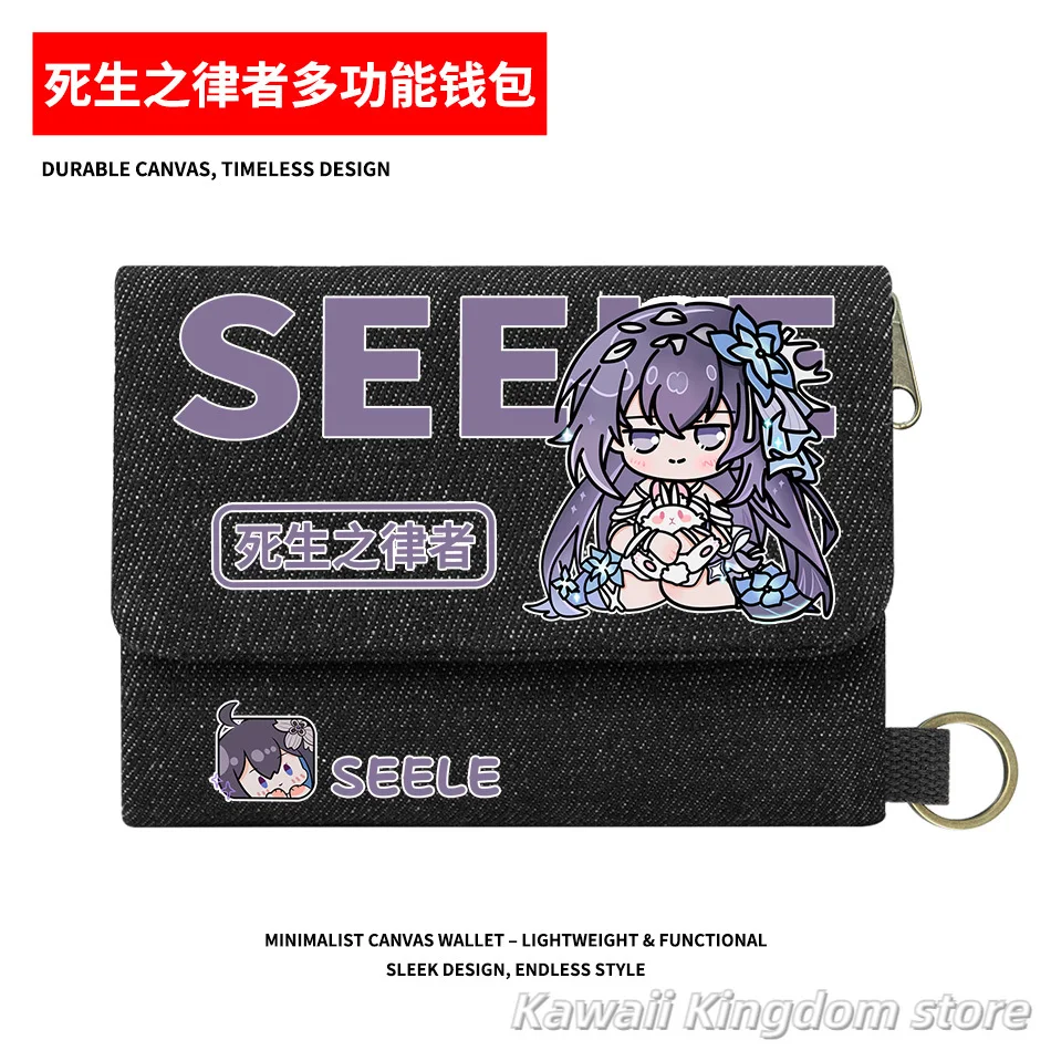 Honkai Impact 3 Herrscher of Rebirth Anime Theme Short Wallet Canvas Unisex Purse Men's Wallets Women Card Holders Coin Purse