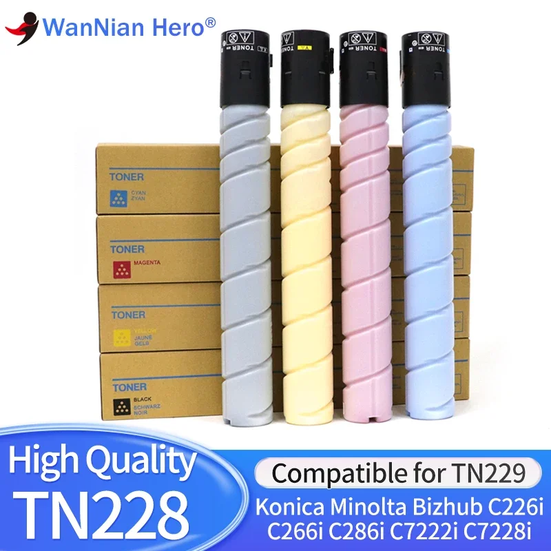 

TN228 Compatible Color Toner Cartridge Bizhub C226i C266i C286i C7222i C7228i Printer for Konica Minolta Powder TN229