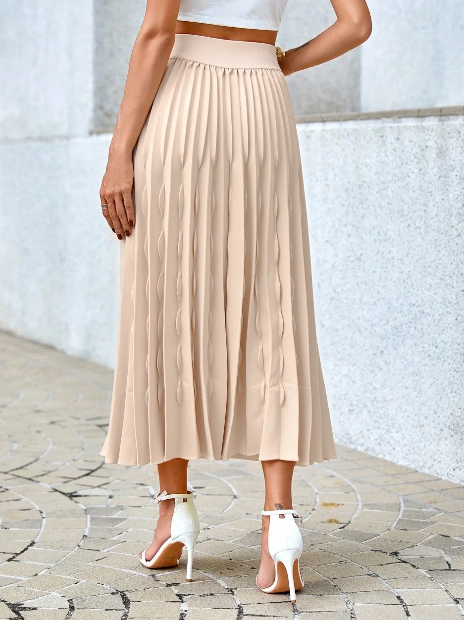 Apricot-Colored Women’s Half-Length Dress/Casual Wear Skirt.
