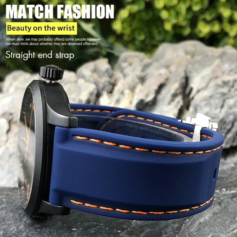 20mm 22mm Soft Natural Rubber Watch Band for HUAWEI SEIKO IWC Tudor 19mm 21mm Silicone Watchband for Omega Tissot Diving Strap