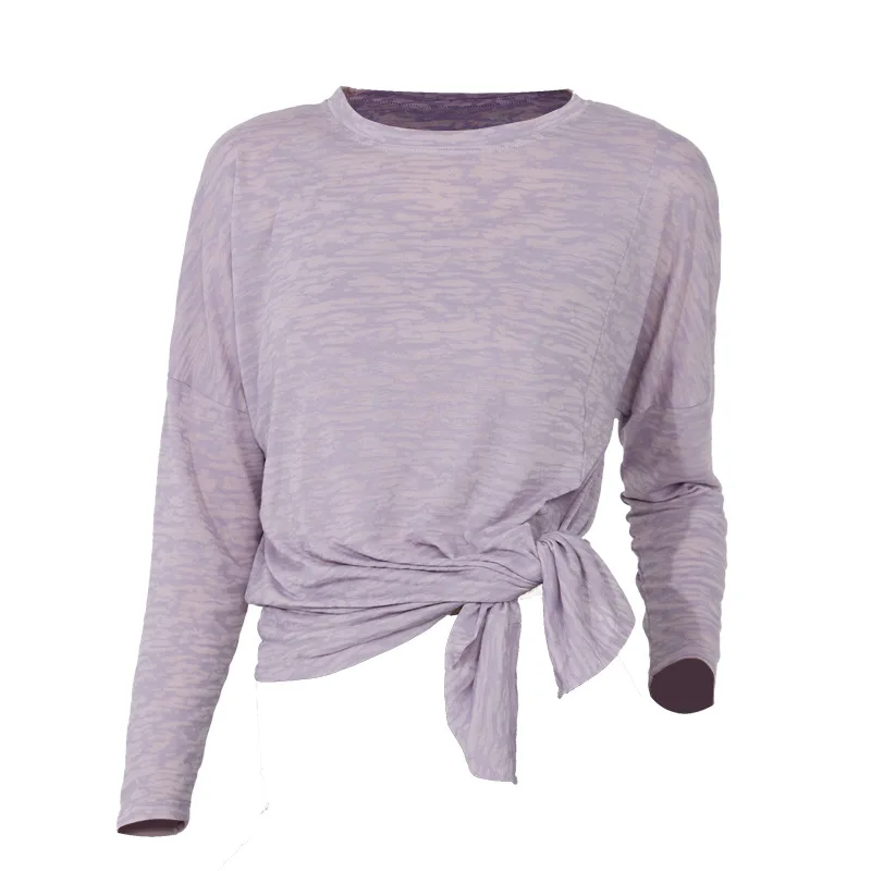 เสื้อโยคะแขนยาวสำหรับฤดูใบไม้ผลิและฤดูใบไม้ร่วง เสื้อวิ่งออกกำลังกายสำหรับผู้หญิง ระบายอากาศได้ดี ทรงหลวม เหมาะสำหรับการฝึกซ้อมและฟิตเนส