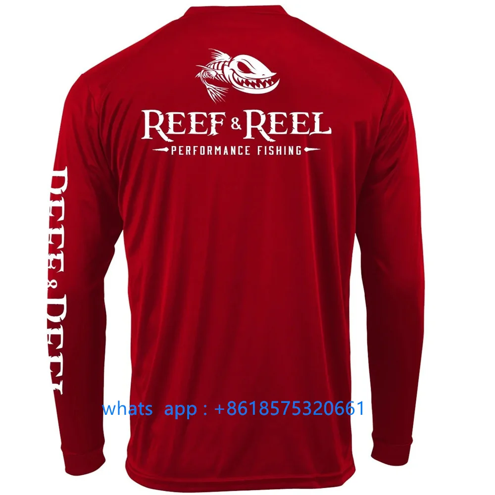 Reef&Reel Men Fishing Long Sleeve Shirt Outdoor Activities Hiking Fishing Sun Protection Performance Shirt Camisa De Pesca 2023