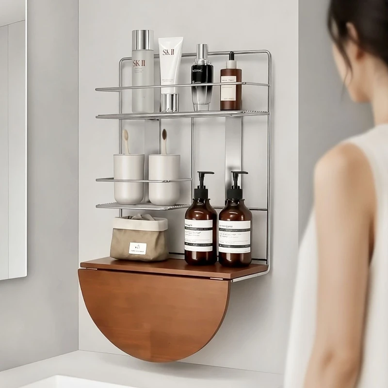 Stainless Steel Shower Shelves Wall Mounted Bathroom Shelf Rust Proof Bathroom Accessories Stable Storage Rack for Home Use