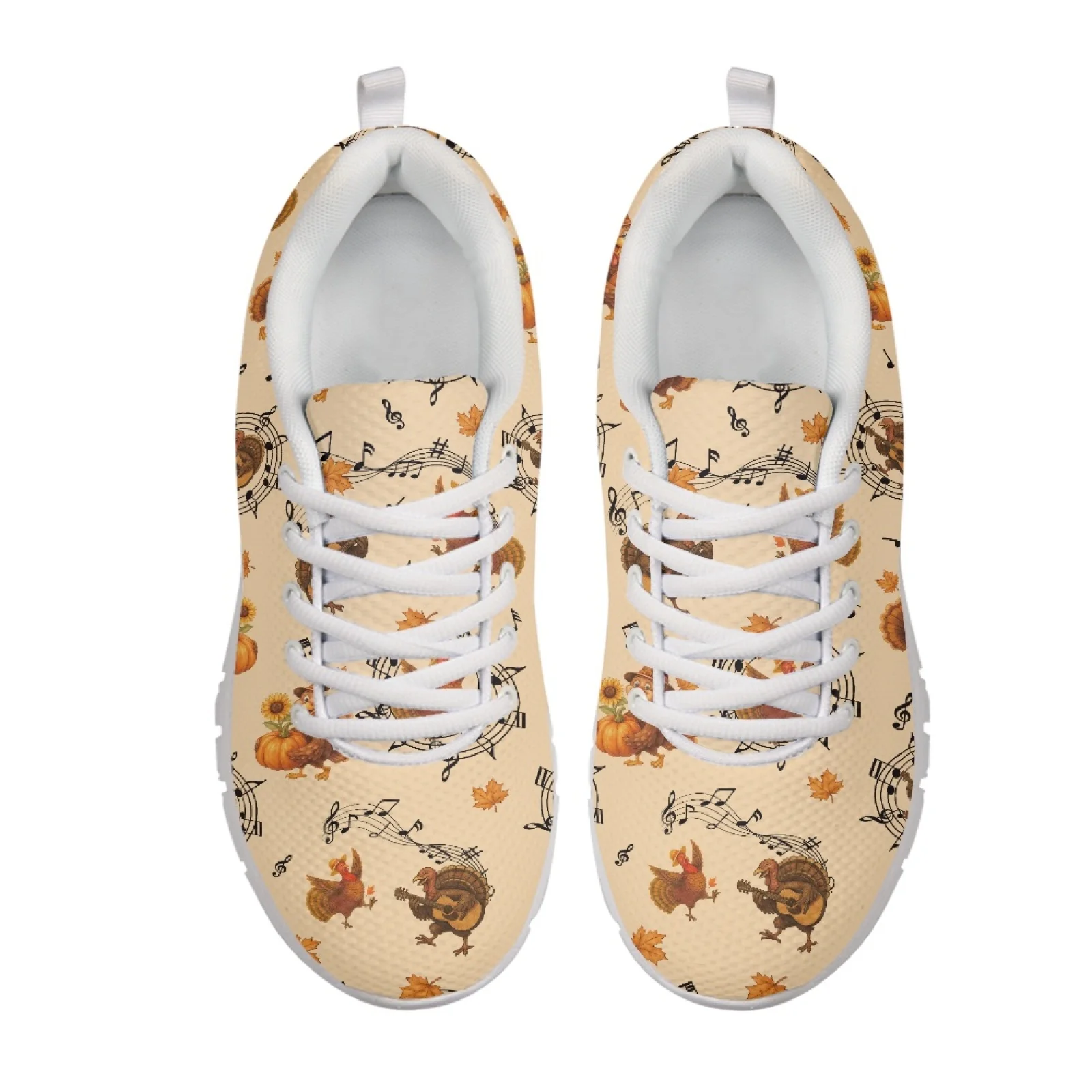 Coloranimal Maple Leaf Music Mesh & EVA Sole Mens Tennis Shoes Breathable Fitness Shoes for Women New Trend