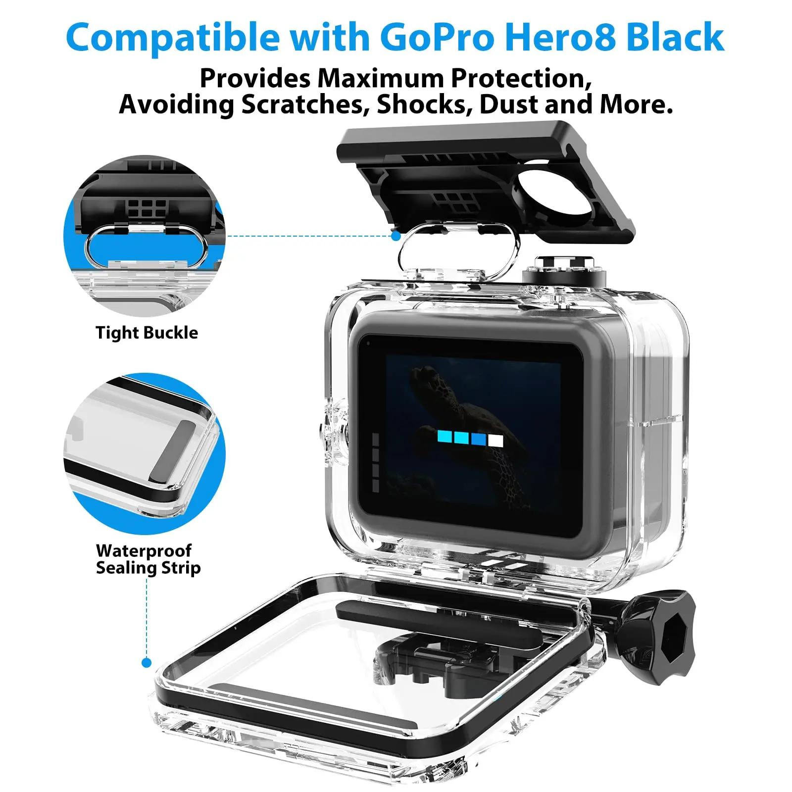 For GoPro Hero 8 Waterproof Case Diving Underwater Housing Cover For Go Pro 8 Black Case Shell Filter Action Camera Accessory