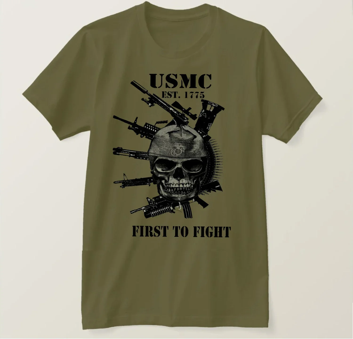 First To Fight. Semper Fidelis US Marines Corps Veteran T-Shirt 100% Cotton O-Neck Short Sleeve Casual Mens T-shirt Size S-3XL