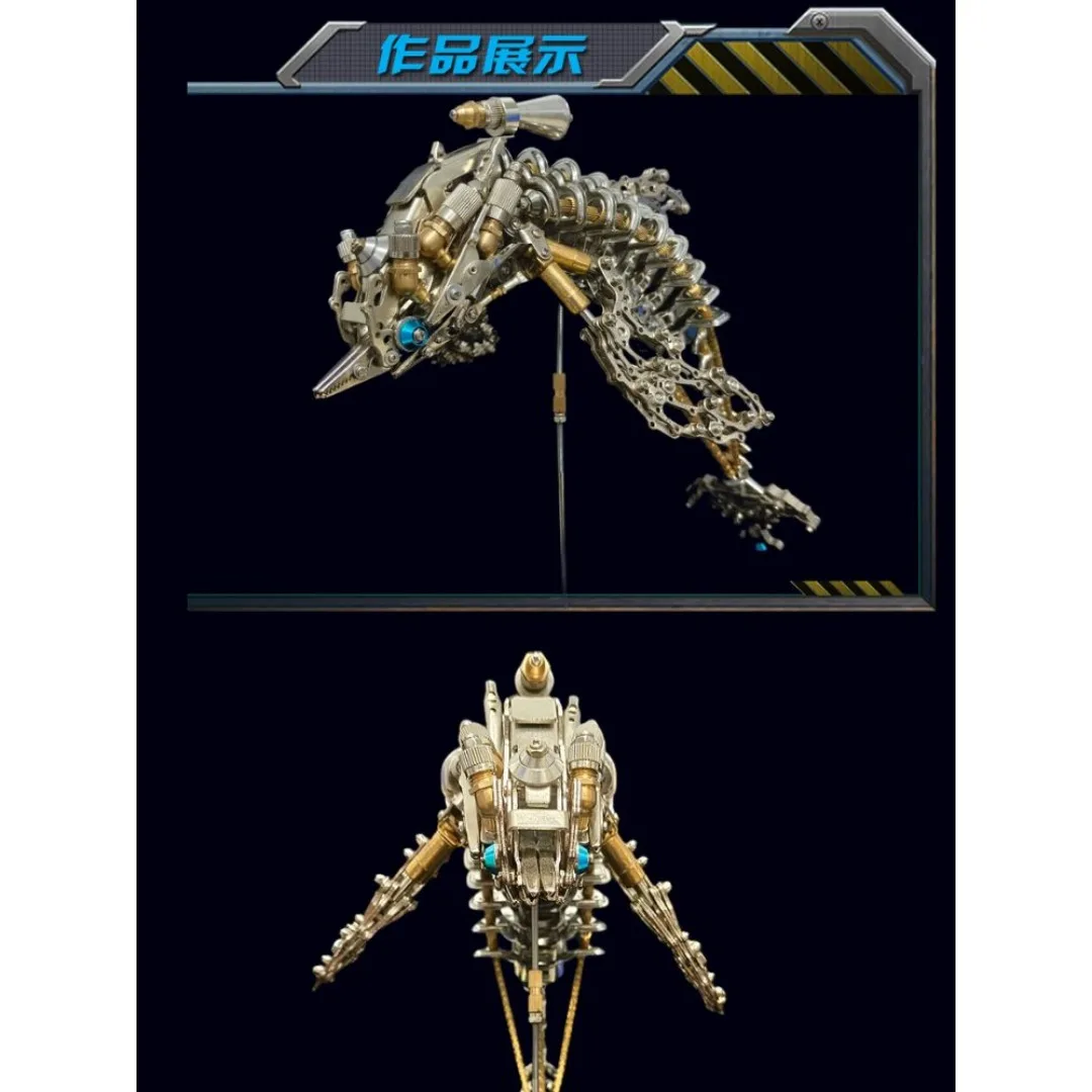 Conjunto de metal de delfín de alta dificultad, bloques de construcción de juguete, rompecabezas tridimensionales 3D, modelos DIY hechos a mano, regalos