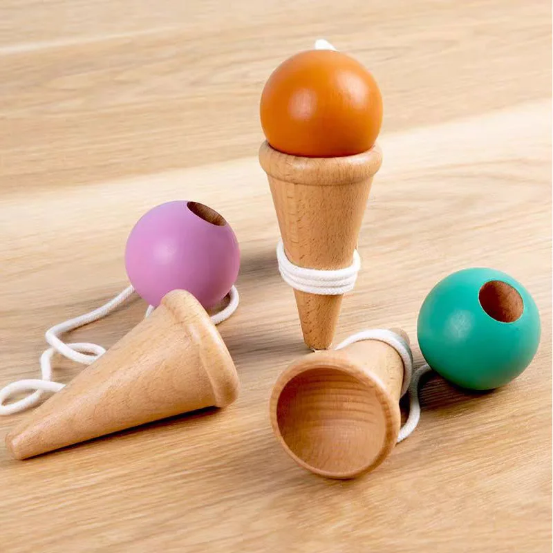 High Quality Wooden Cup & Ball Toss Catch Fun Skill Game Hand Eye Coordination Toys Gifts to Relieve Stress and Anxiety