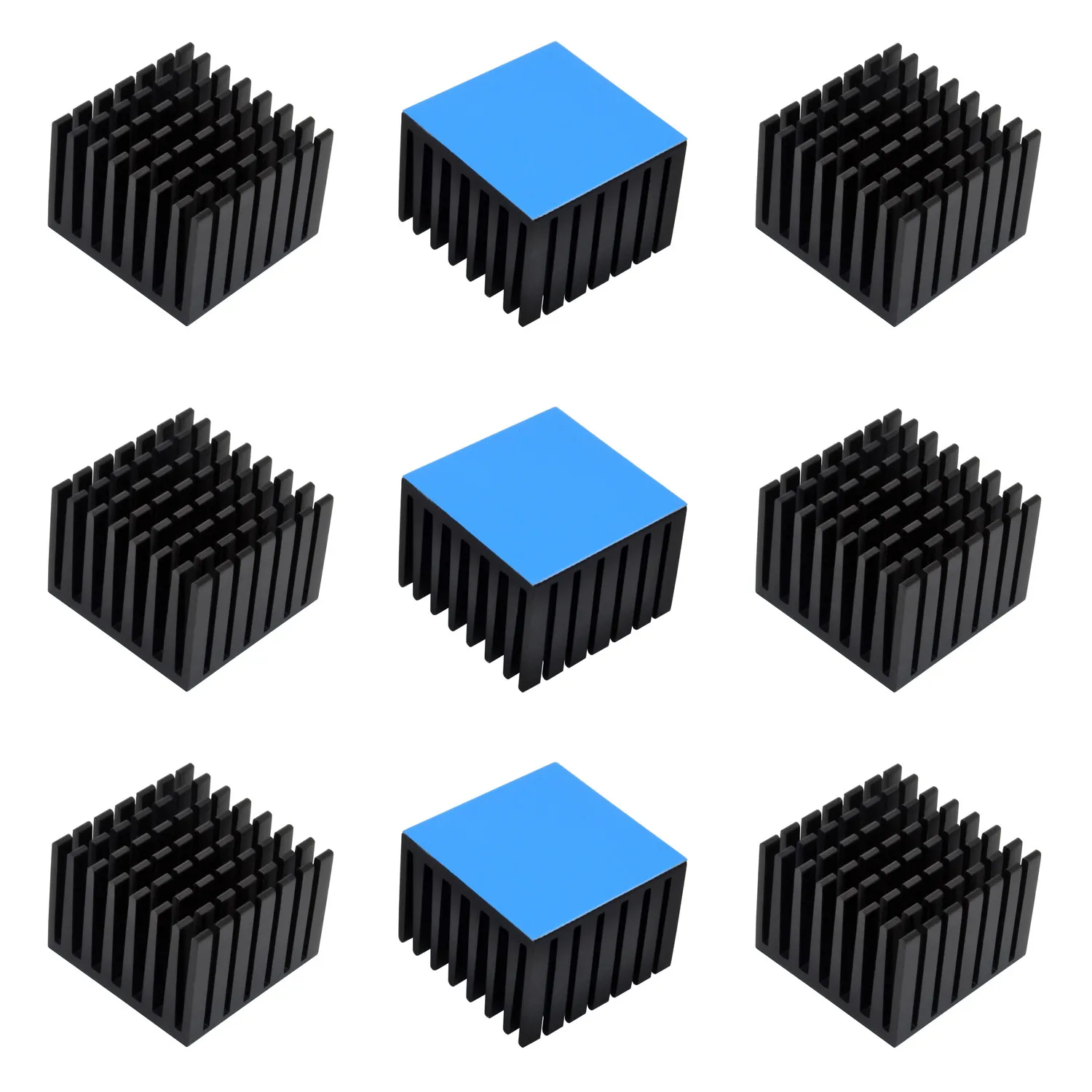 28x28x20mm 10pcs Aluminum Heatsink Black Heat sink Cooler for Electronic IC Chip RAM Cooling With Thermal Conductive Tape