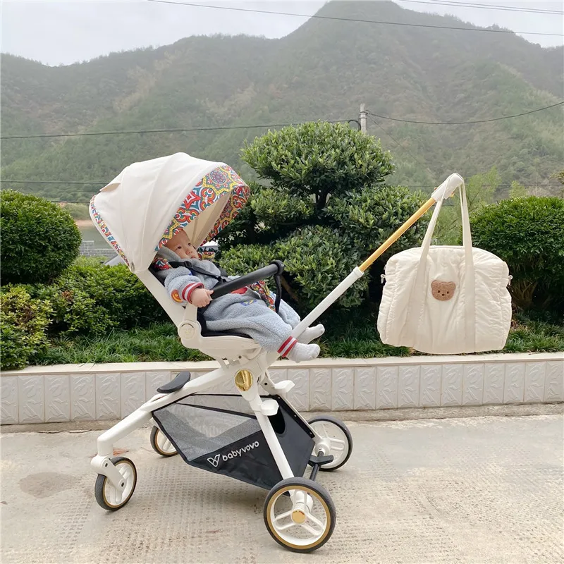 Bolsa de pañales acolchada para bebé, organizador de maternidad para cochecito de mamá, bolso de hombro para mujer, bolso de viaje de oso lindo,