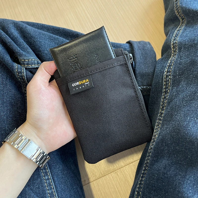 Multi-layer mini Card wallet Classic black nylon zippered Money Pocket Waterproof wear-resistant Card holder for Travel