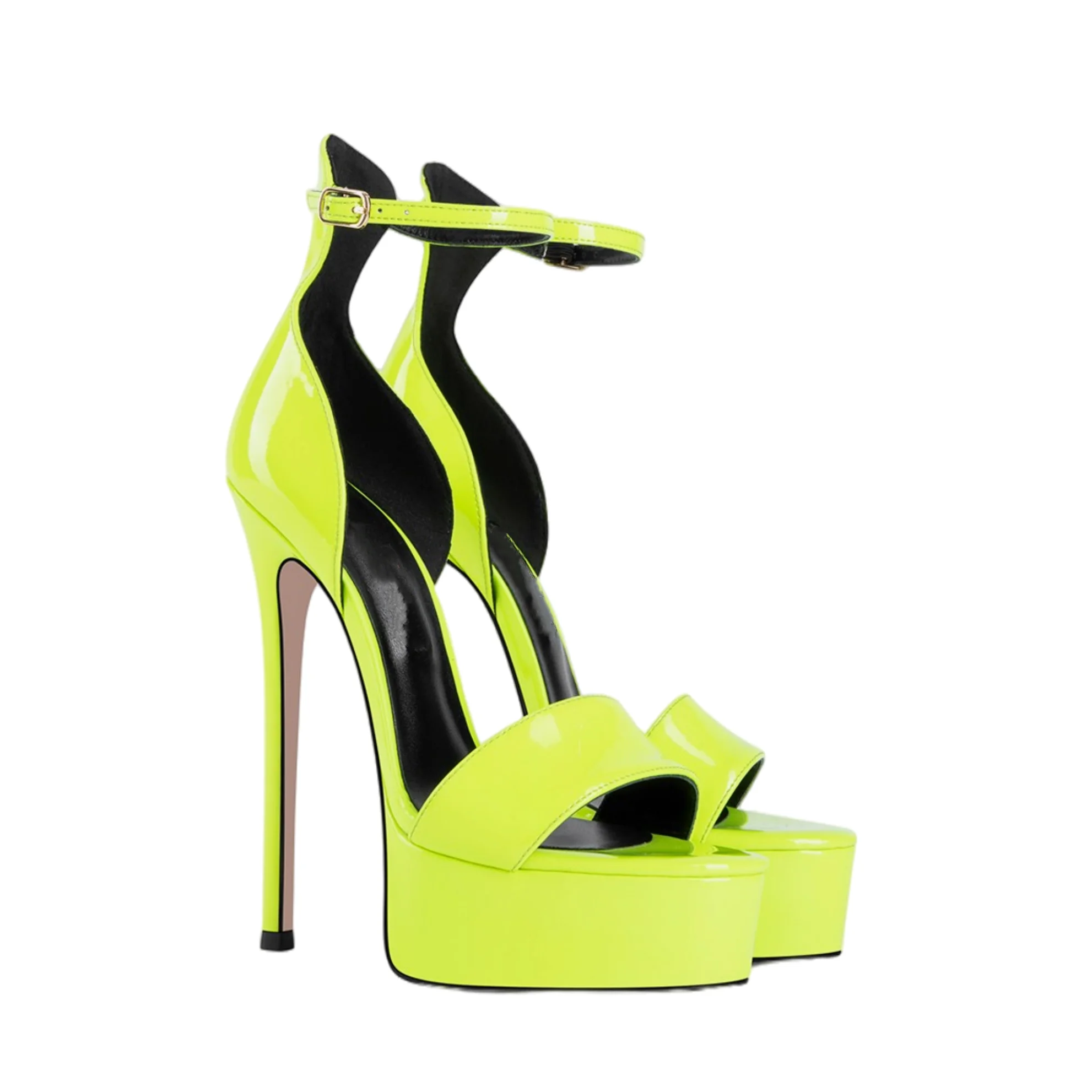 Arden Furtado Summer Platform High Heel Square Toe Stilettos Heels Pointed-Toe One Word Buckle Sandals Open Toe Modern Sandals image 4