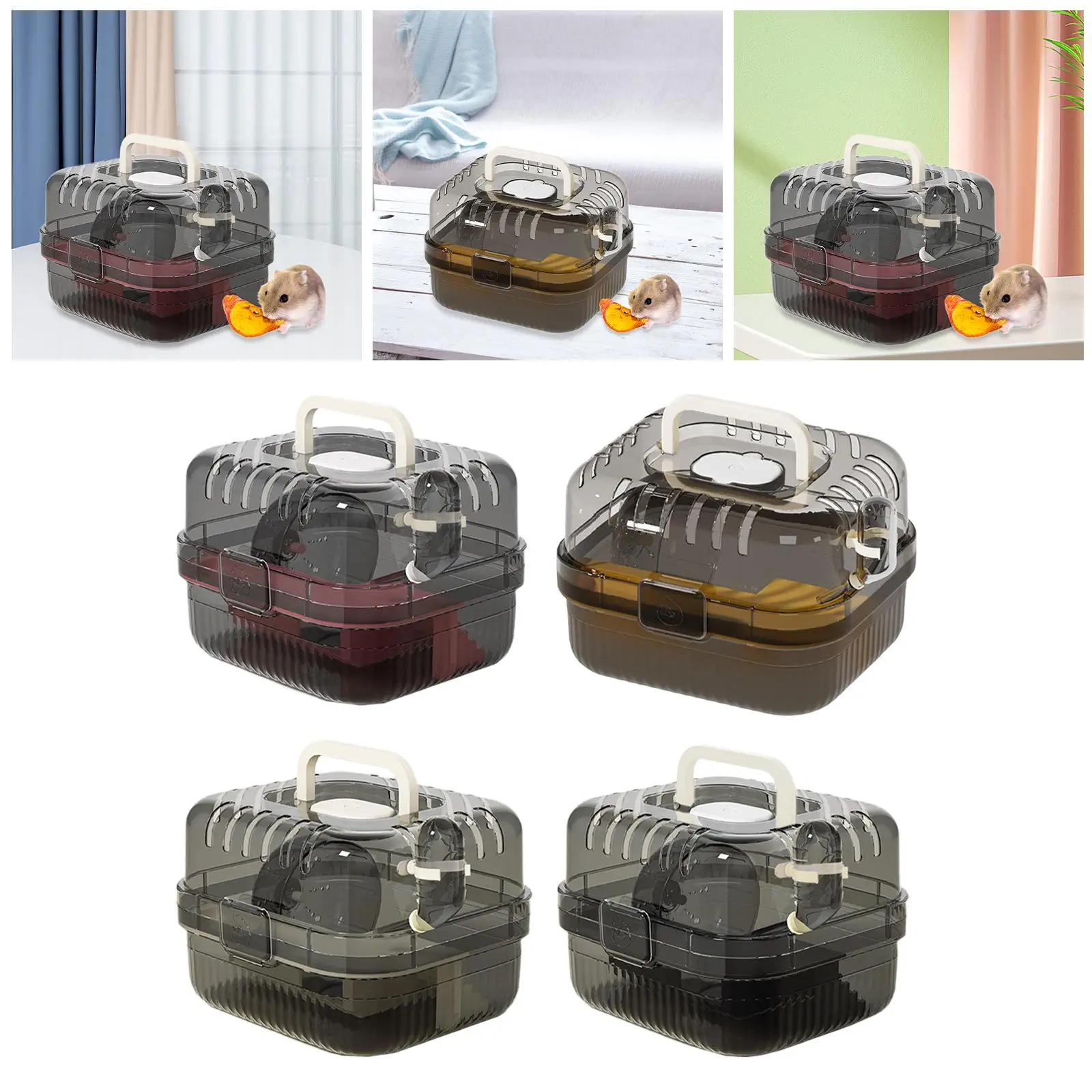 قفص هامستر للتهوية قفص الحيوانات الأليفة الصغيرة المحمولة مع زجاجة ماء موئل صادر للأرنب الحيوانات الصغيرة السنجاب الفئران النمس