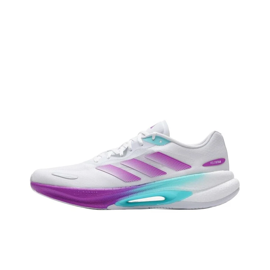 Adidas VELOSTAR KJ2761 Cushioning Breathable Lightweight Casual Running Shoes Unisex White Purple