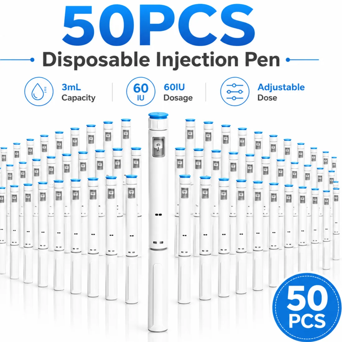 10/20/30/50Pcs Disposable Adjustable Insulin Injector Pen Kit Insulin Syringe Pen Se Precise Dosing Practical Injection Supplies