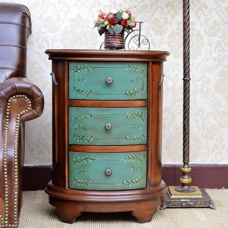 Solid Wood Retro Corner Cabinet Triangle Right Angle Storage Unit for Bedroom Living Room TV Display Locker Furniture