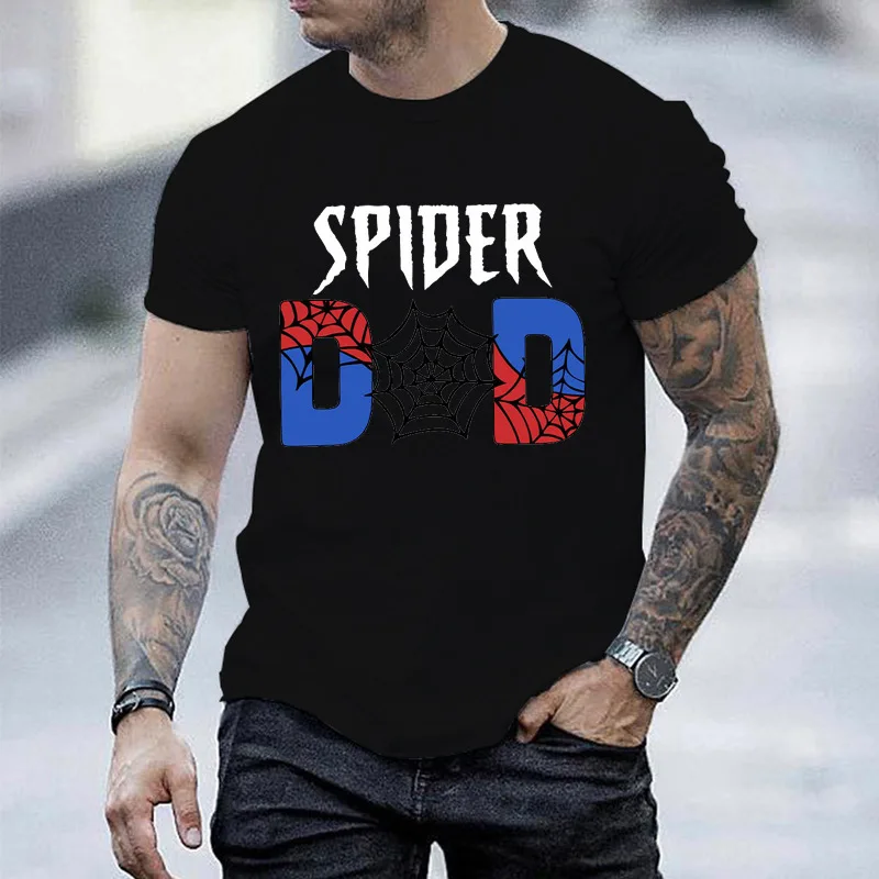 Fashion Trendy Men T-Shirts Vintage Tops Sarcastic Funny Spider Dad Tee Short Sleeve Graphic T Shirts Male Clothes Dad Gifts