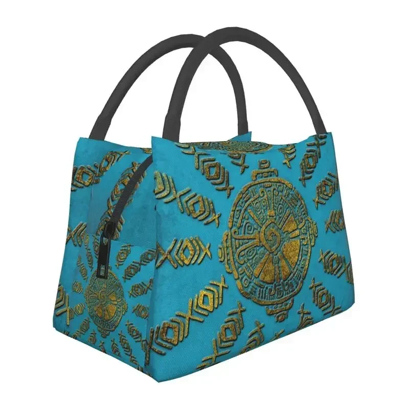 Custom Hunab Ku Mayan Symbol Lunch Bags Women Cooler Thermal Insulated Lunch Box for Picnic Camping Work Travel