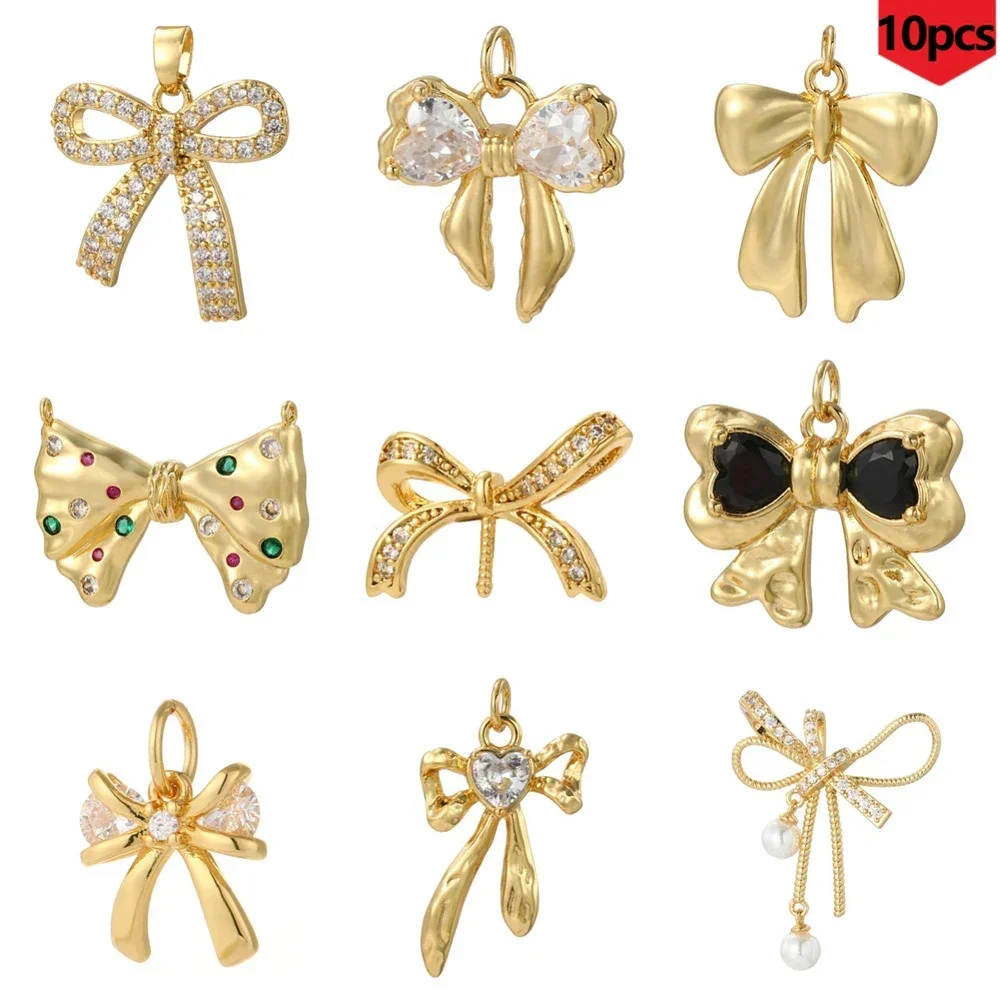 10PCS Cute Bow Style Design, Exquisite Small Pendant, Birthday Gift, Holiday Decoration Bulk Items Wholesale  Necklace Charms