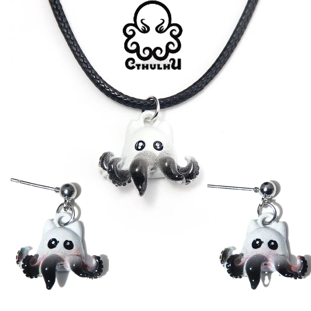 Cthulhu Mythos Halskette Ohrringe Cthulhu Cartoon Niedlicher kleiner Oktopus Anhänger Geschenk für