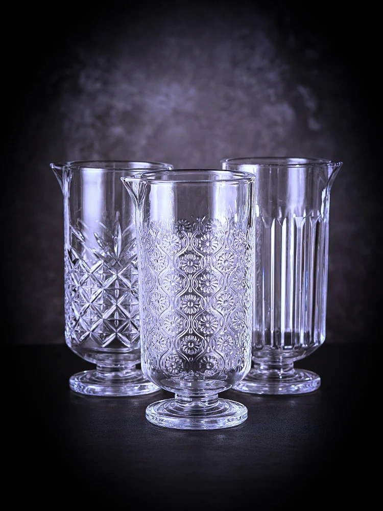 

Extra Large Capacity Thickened Tempered Glass Cup Durable 700ml Tall Stem Bartender Cocktail Mixer Stirring Cup